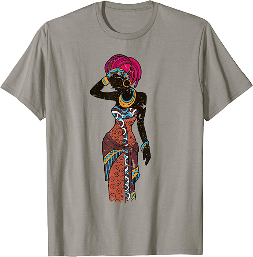 Afro Black Women T-Shirt Gift Head wrap Dashiki Style T-Shirt