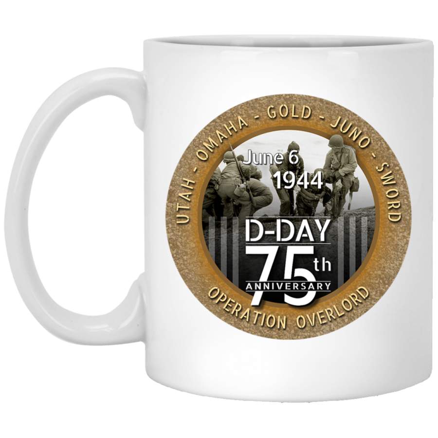 WWII D-Day 75th Anniversary Utah Beach Rescue 11oz 15oz White Mug Happy Easter Day Funny Colors Eggs Bunny Ears Peeps Cute