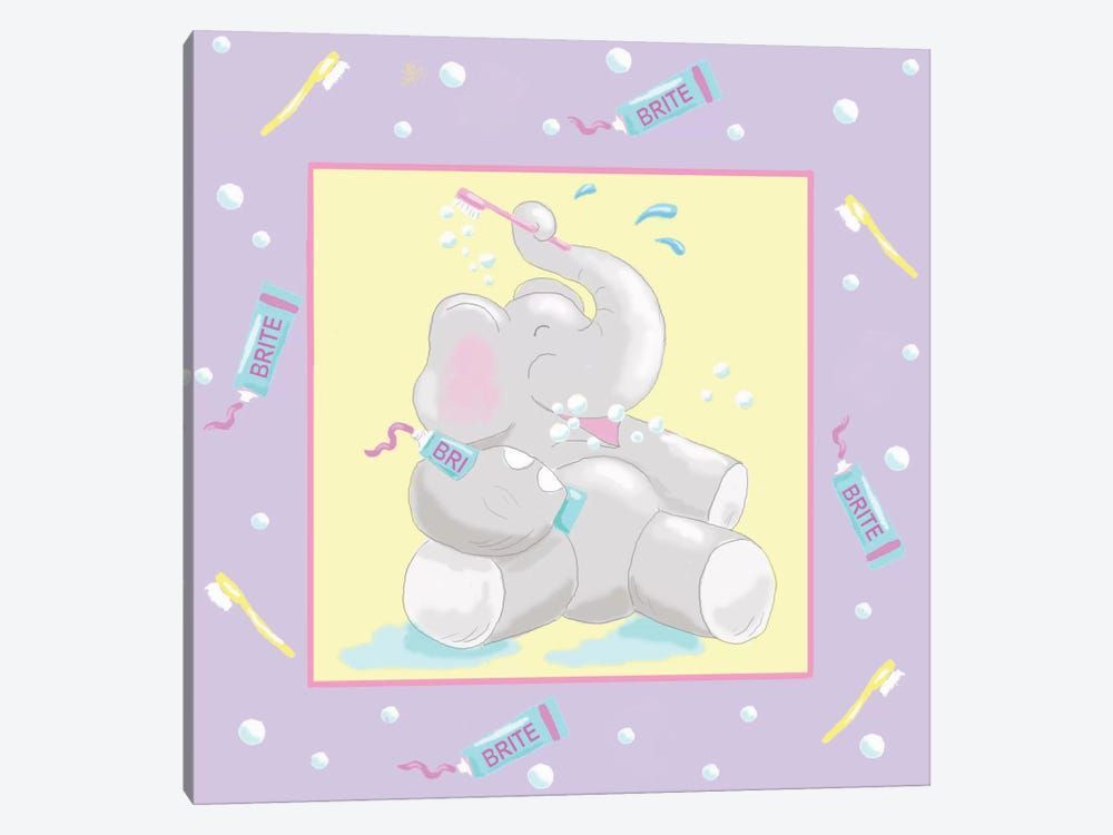 Baby Elephant Bath I Canvas Poster 8″x12″ 12×18″ 18″x26″ 24″x36″ 30″x45″