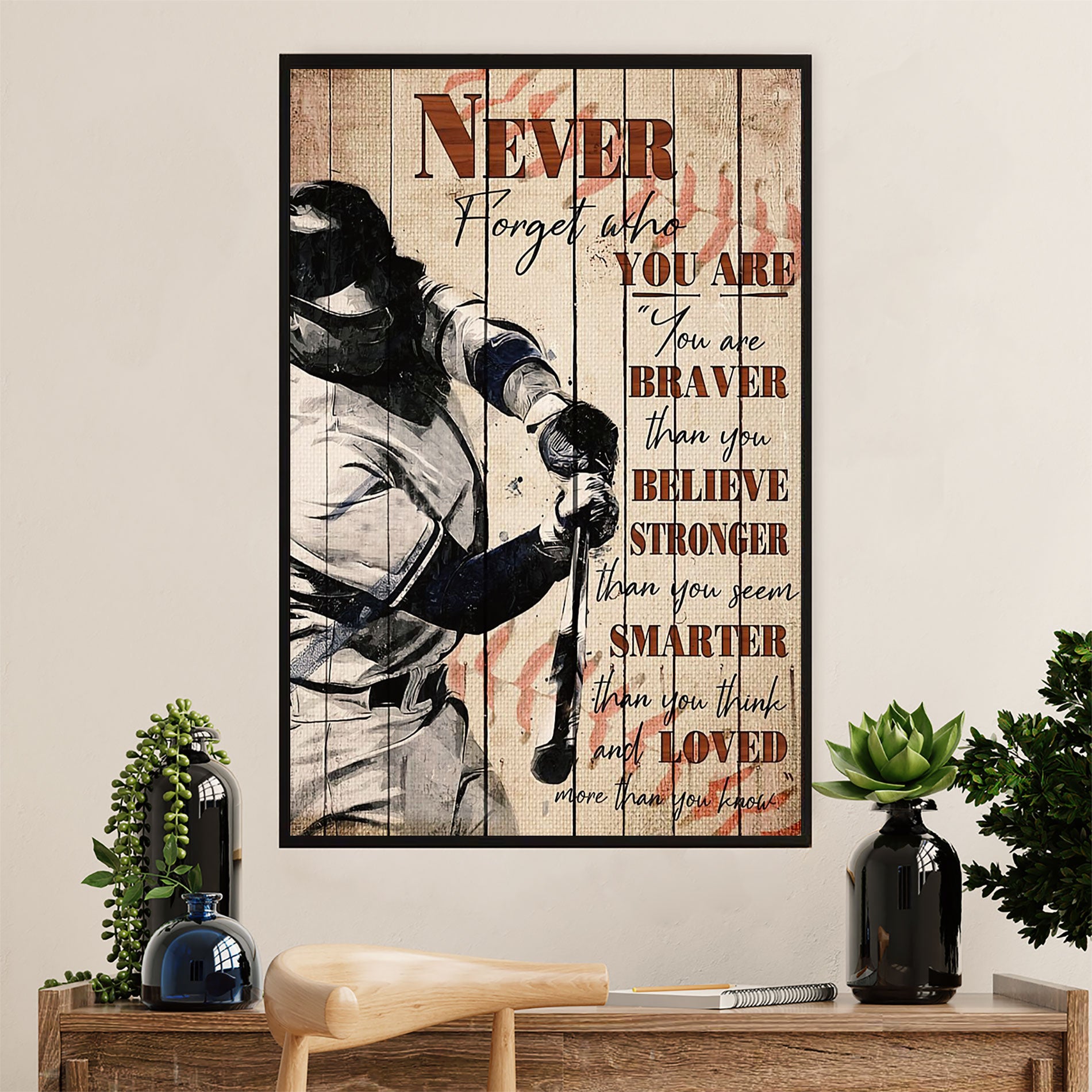 Baseball Canvas Wall Art Prints | Never Forget Who You Are | Home Décor Gift For Baseball Player