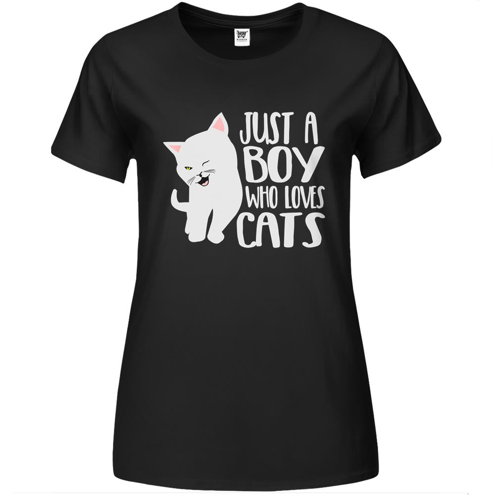 Animal Lover – Just A Boy Who Loves Cats Premium Womens T Shirts