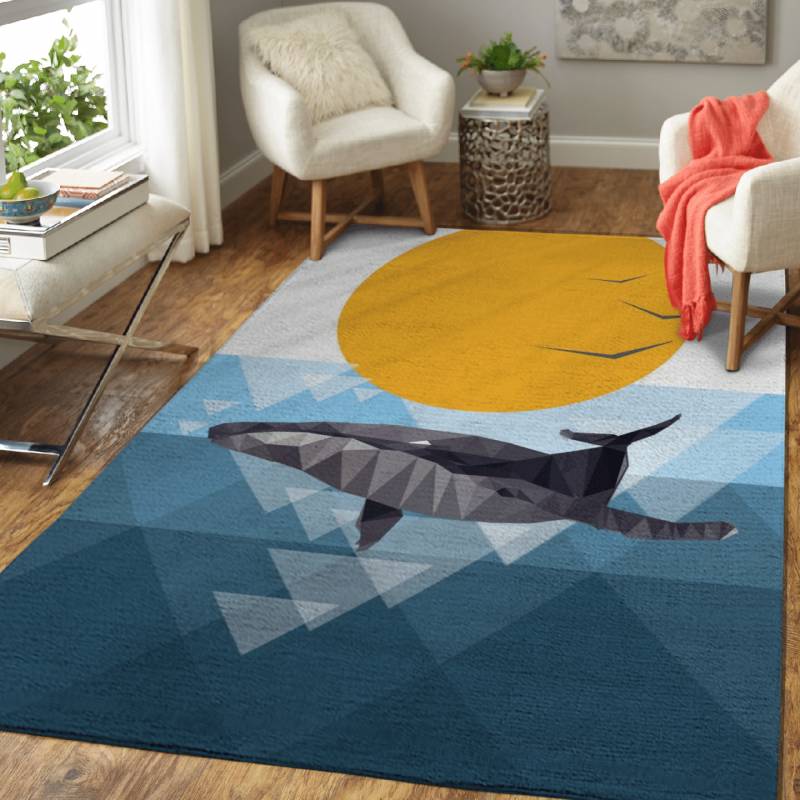 Geometric Ocean Whales  – Animals Area Rug Carpet