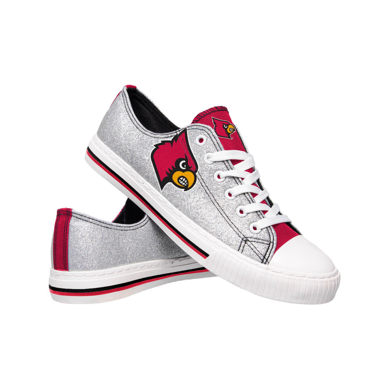 Louisville Cardinals NCAA Womens Glitter Low Top Canvas Shoes