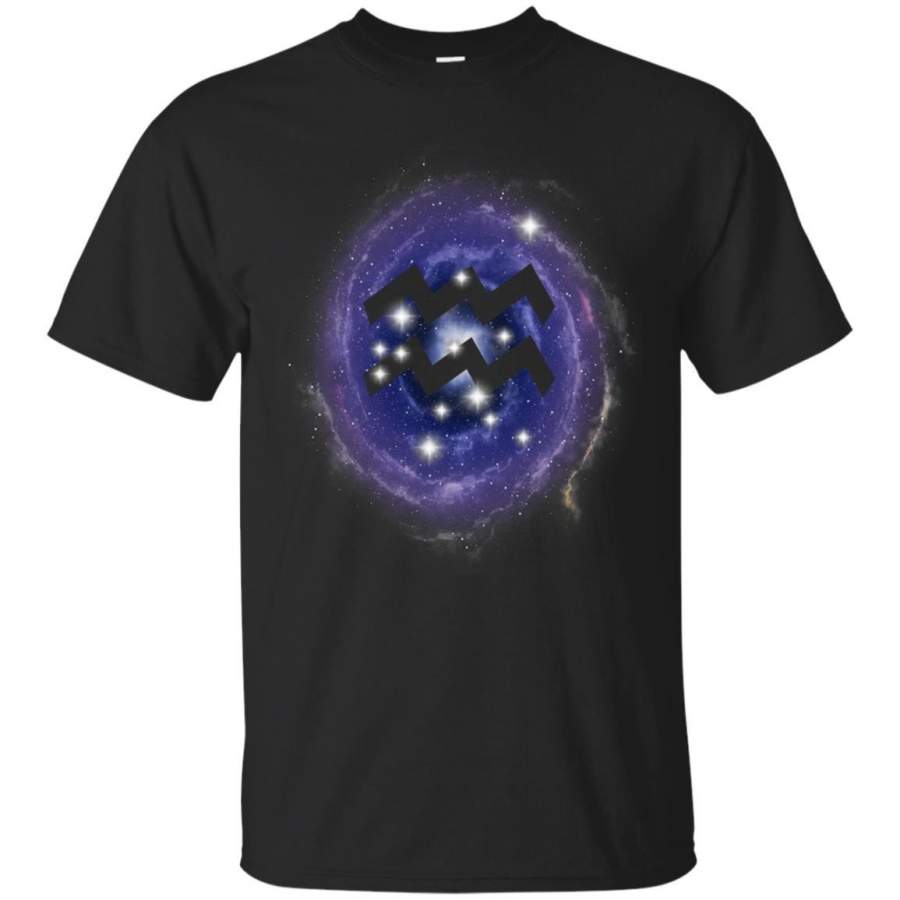 AGR Aquarius Zodiac Constellation on Blue Nebula t shirt