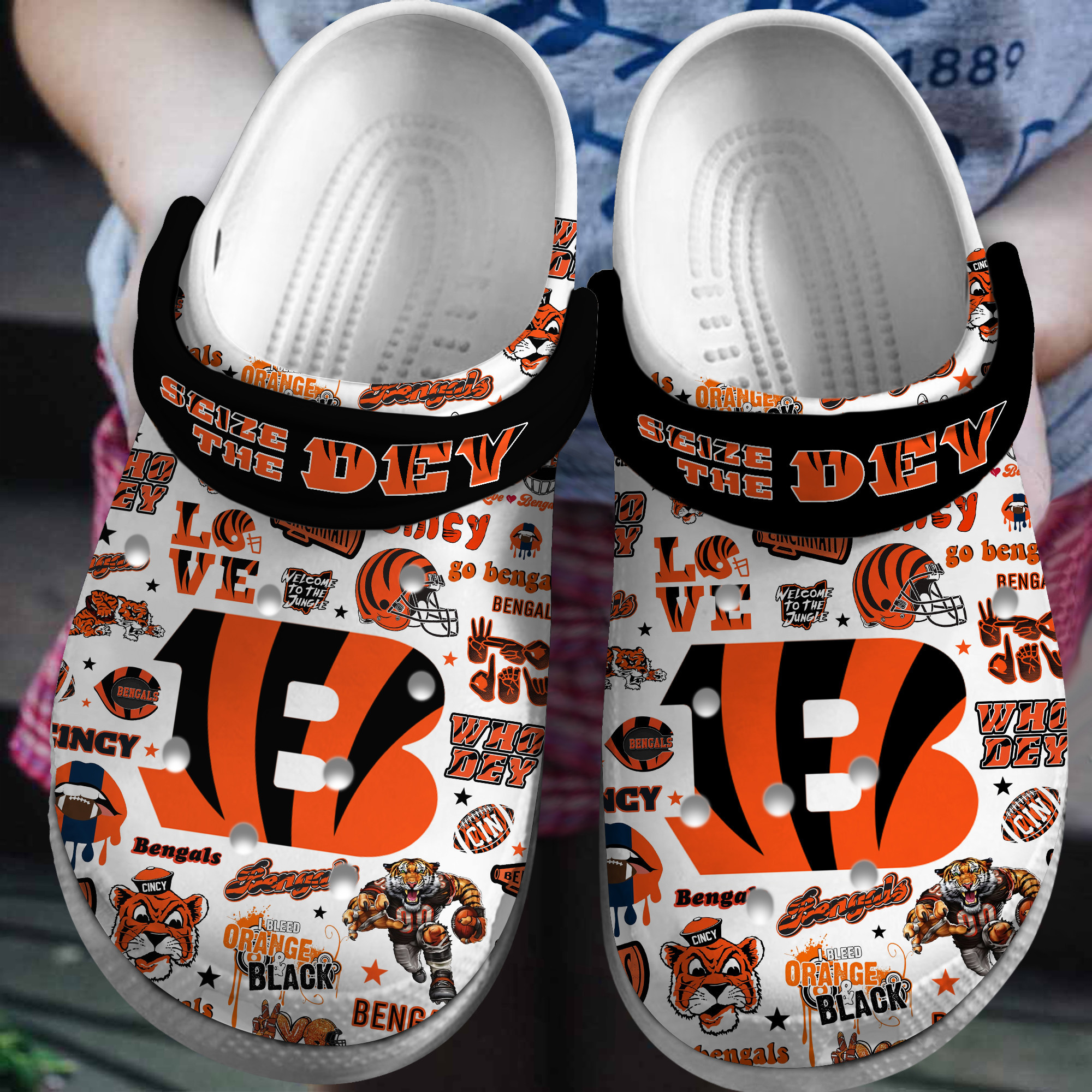 Cincinnati Bengals NFL Sport Crocs Crocband Clogs Shoes Comfortable For Men Women and Kids