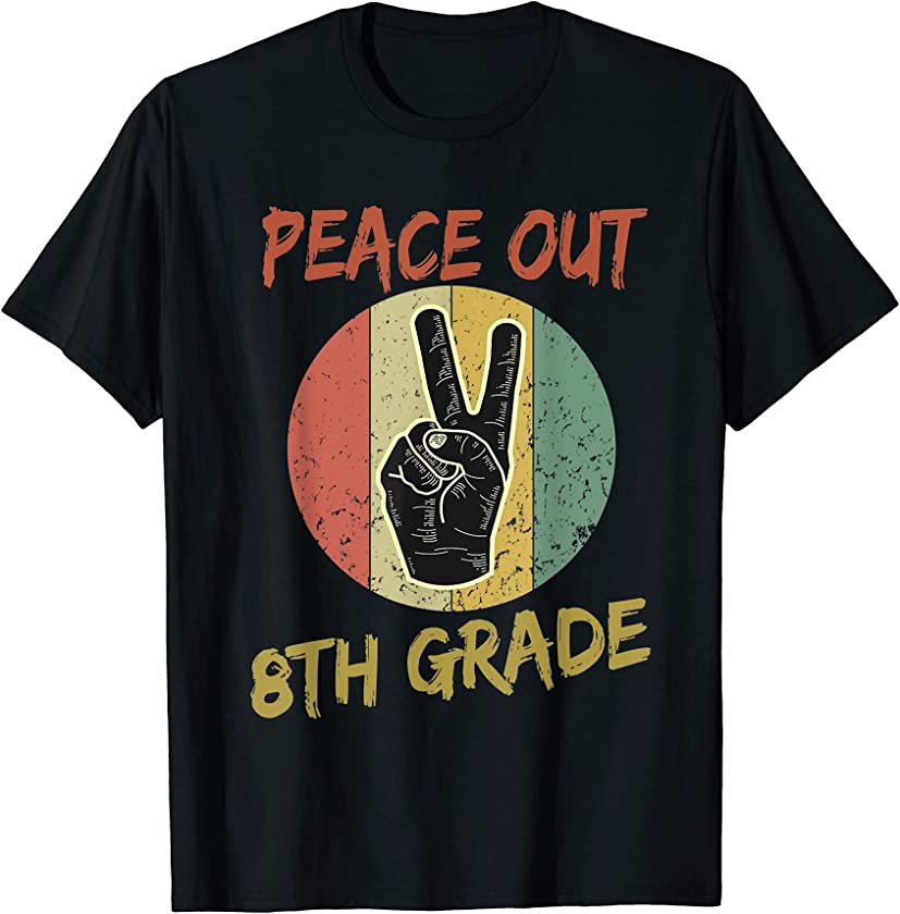 Vintage Graduate Eighth Grader Student Peace Out 8th Grade T-Shirt