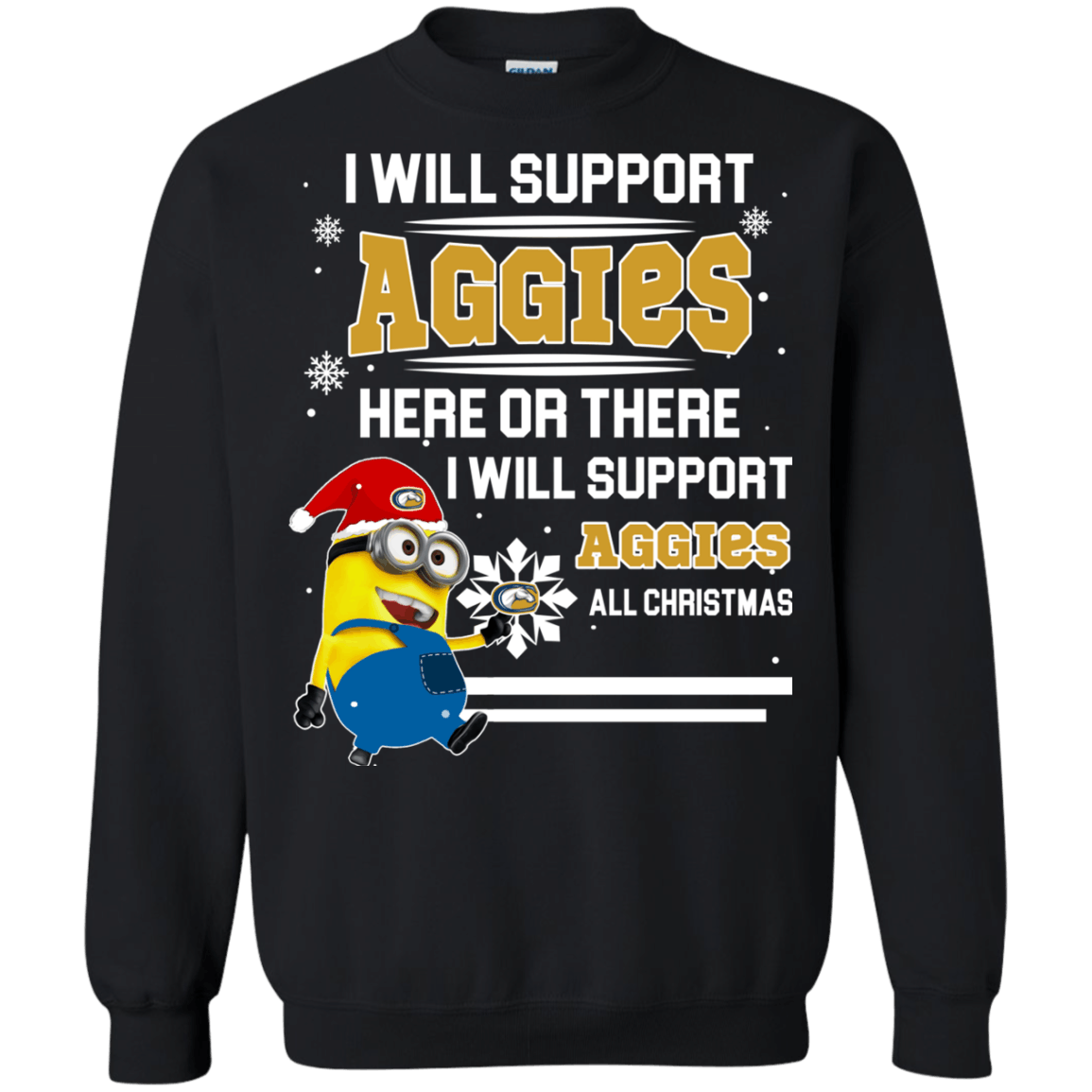 Amazing UC Davis Aggies Minion Ugly Christmas Sweaters Support Here Or There All Christmas Sweatshirts