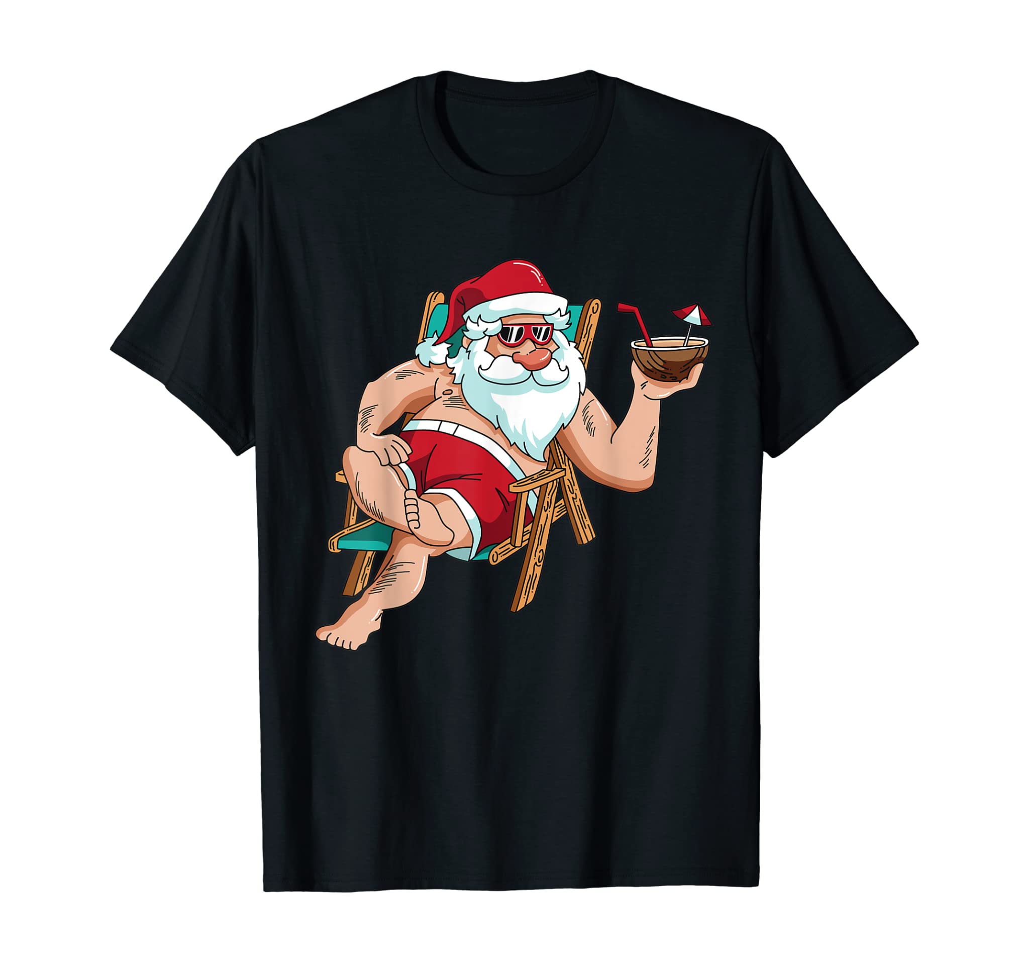 Christmas in July Santa on Beach Independence Day Summer T-Shirt