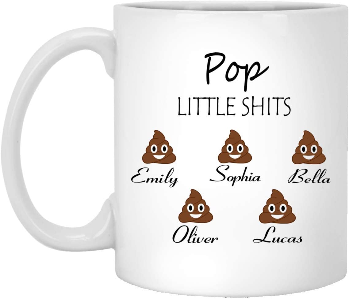 Pop Gift Personalized – Pop’S Little Shits – Pop Funny Mug Customizable – Father’S Day Gift – Gift For Pop – Pop’S Birthday 11Oz