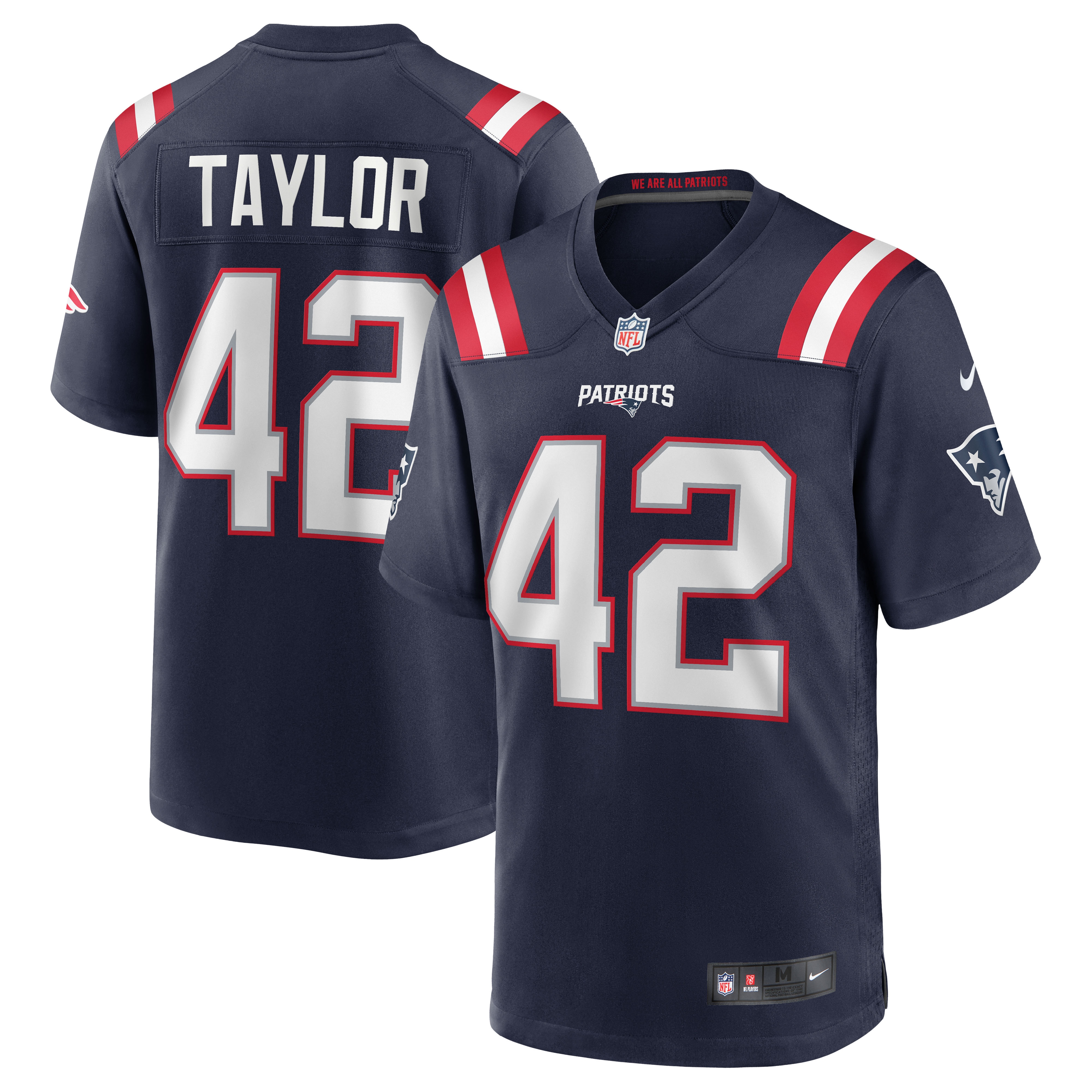 Men’s New England Patriots J.J. Taylor Navy Team Game Jersey