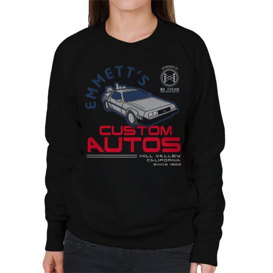 Back To The Future Emmetts Custom Autos Women’s Sweatshirt