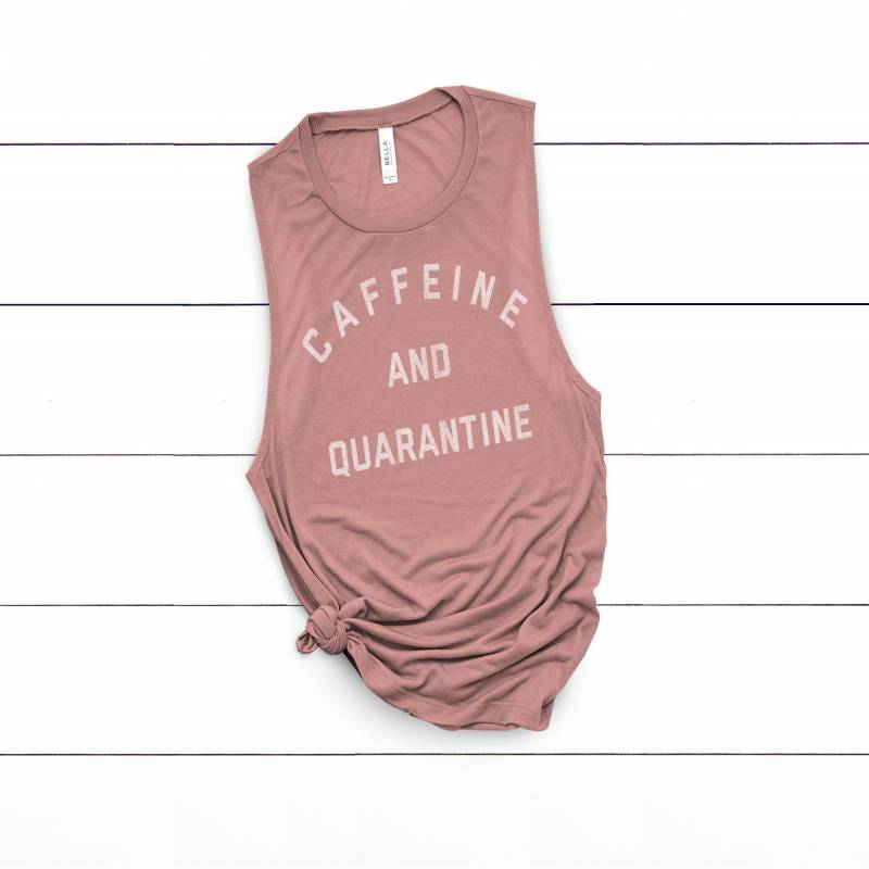 Crushtee Social Distance Tank, Caffeine and Quarantine, Intovert Shirt, Unisex Crewneck Shirt, Stay Home, Coffee Shirt, Cute Tshirt, Funny T shirt, Long Sleeve Hoodie