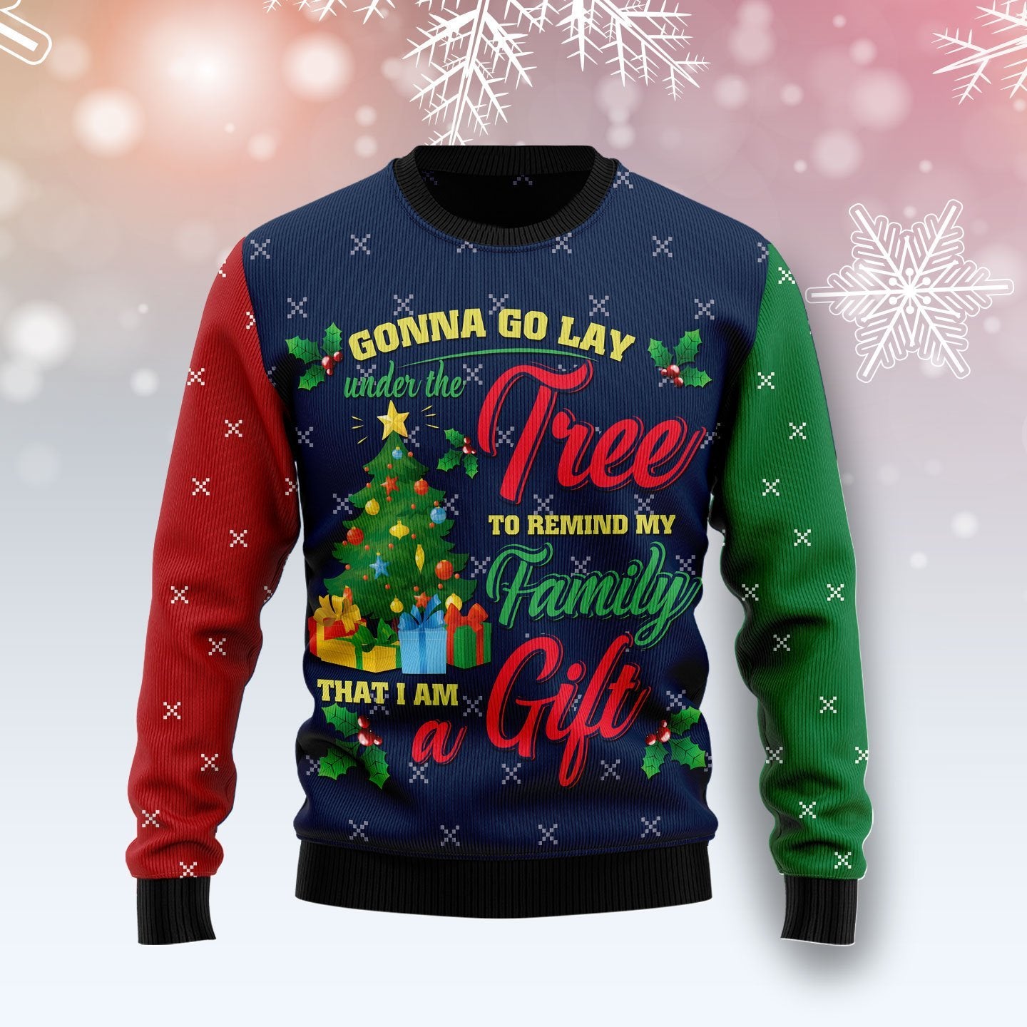 Under Tree Remind My Family Ugly Christmas Sweater | For Men & Women | Adult | Us6055