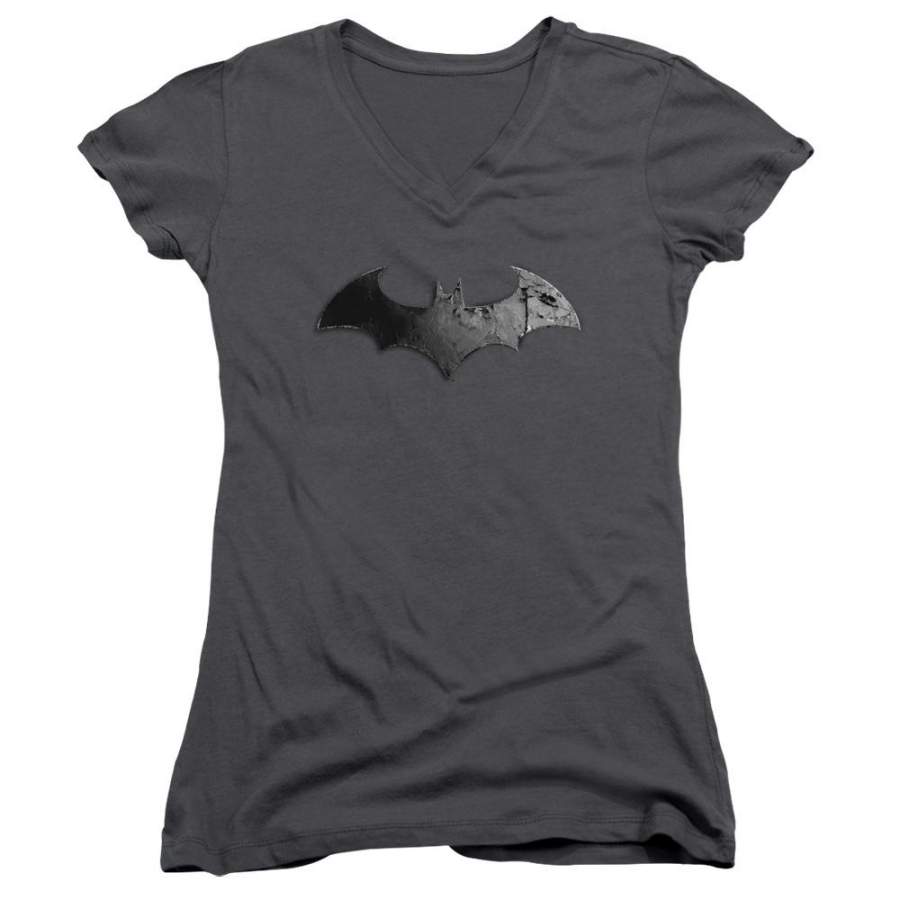 Batman – Arkham Bat Logo Juniors V-Neck T-Shirt