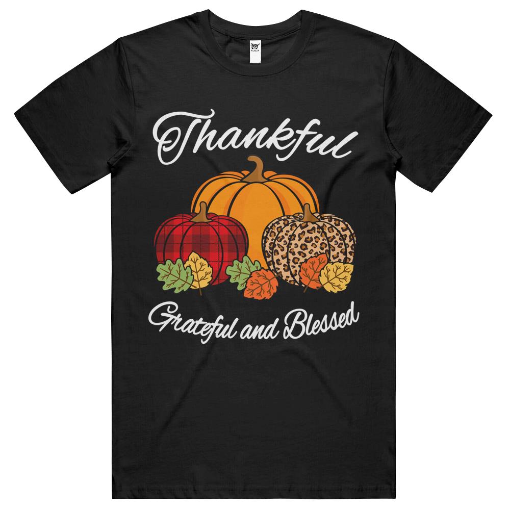 Fall Plaid Leopard Pumpkin Autumn Thanksgiving Women Men T Shirts