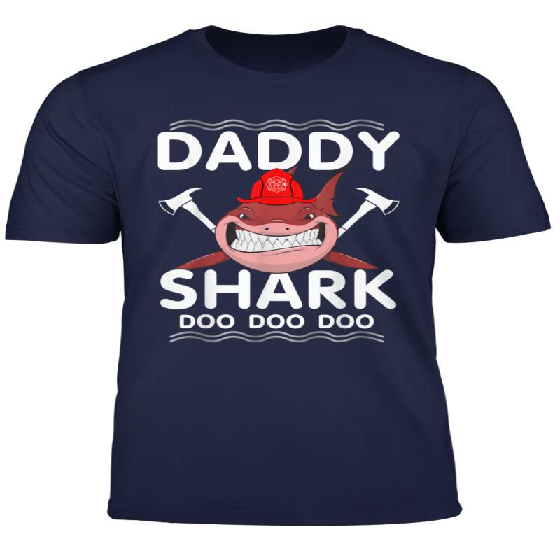 Daddy Shark Doo Doo Doo Funny Firefighter Gift Shirt