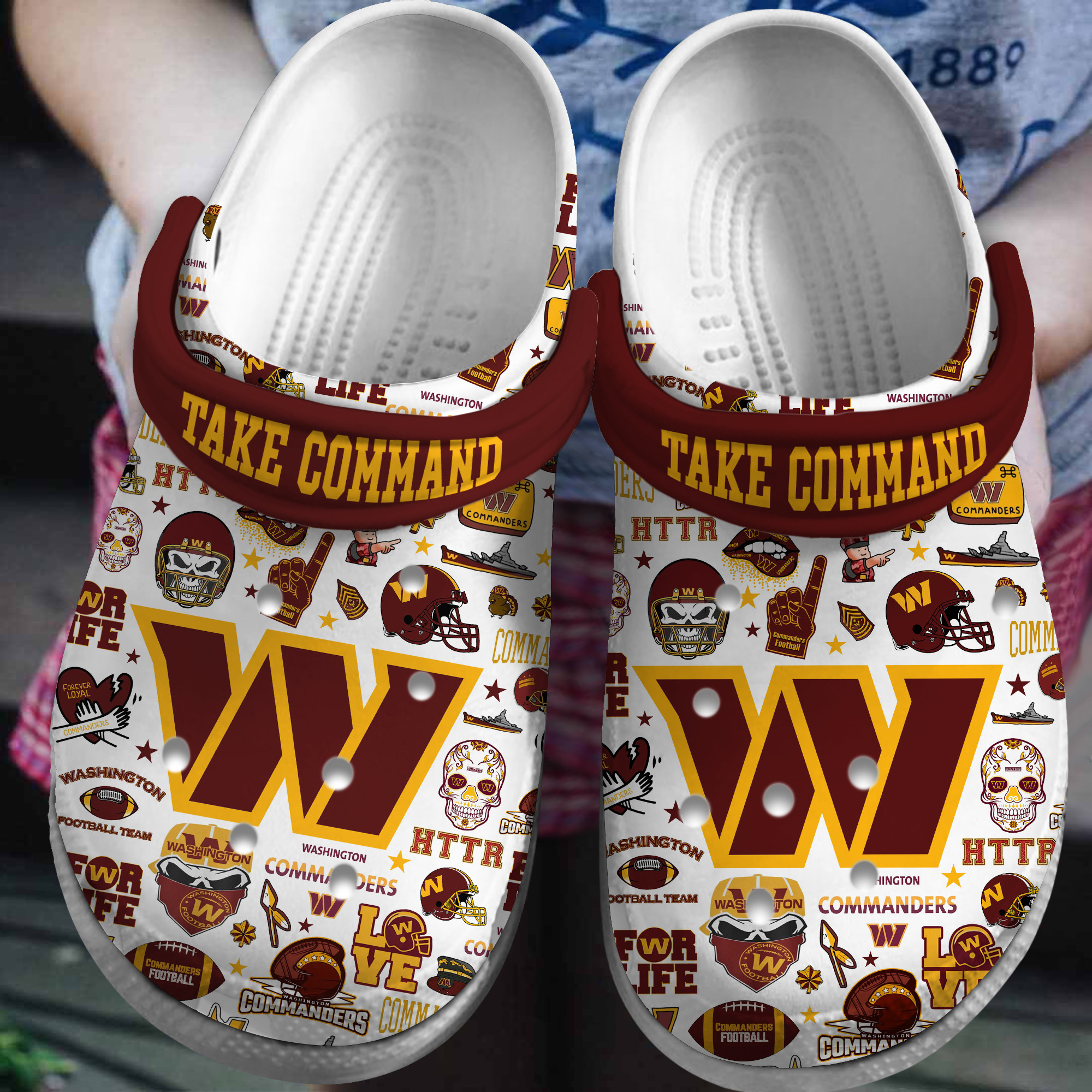 Washington Commanders NFL Sport Crocs Crocband Clogs Shoes Comfortable For Men Women and Kids