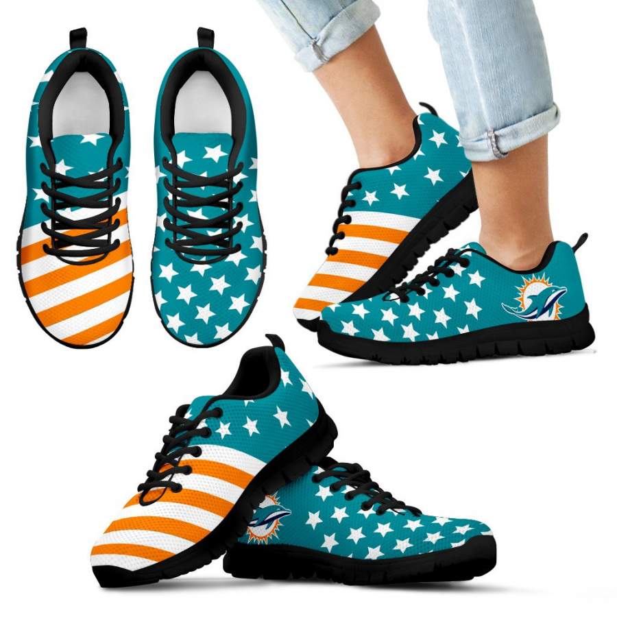 America Flag Full Stars Stripes Miami Dolphins Sneakers