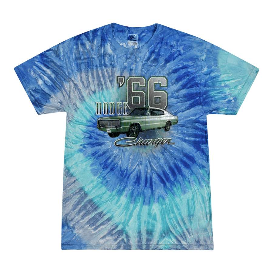 Dodge ’66 Charger Green Classic Vintage Coupe Car Cars and Trucks Tie-Dye T-Shirt