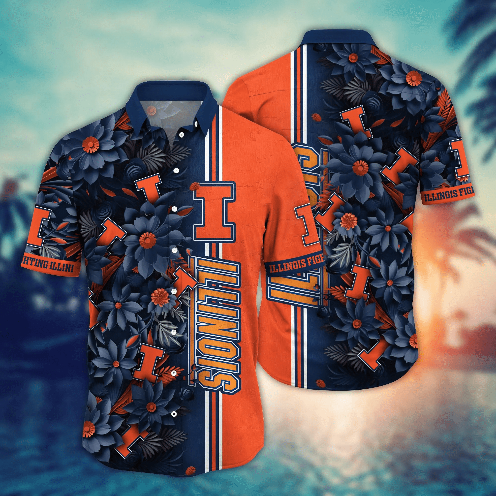 Illinois Fighting Illini NCCA Hawaiian Shirt Custom Sun Dresses Aloha Shirt