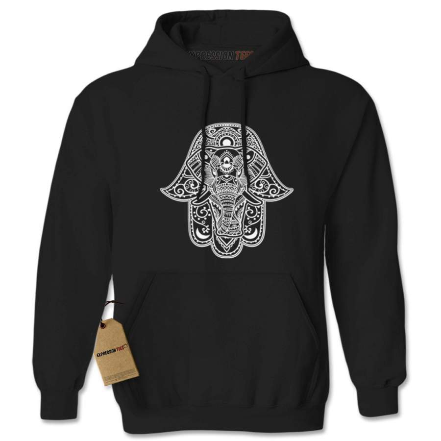 Hamsa with Elephant Mandala Adult Hoodie Sweatshirt