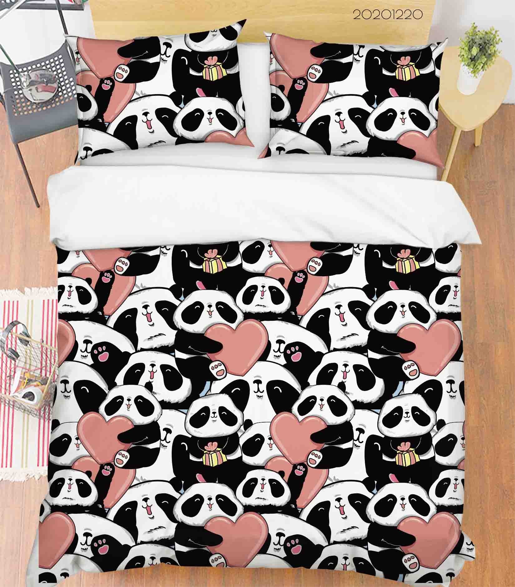 3D Hand Drawn Animal Panda Quilt Cover Set Bedding Set Duvet Cover Pillowcases 62