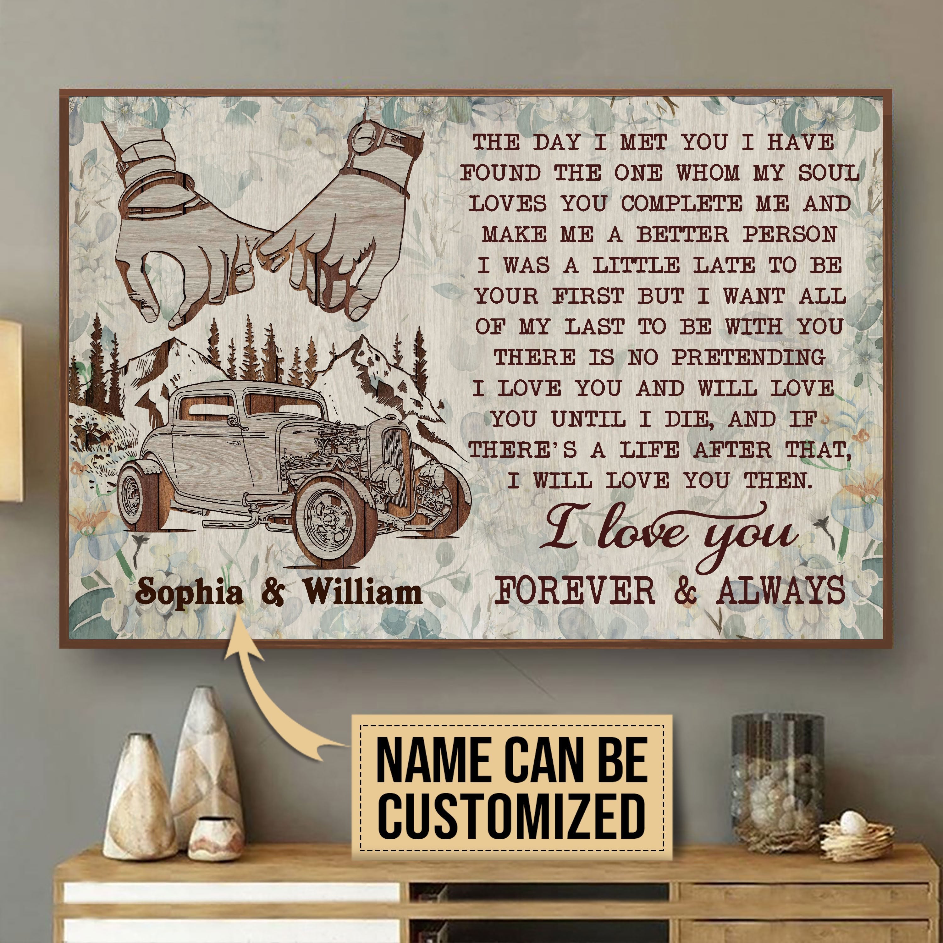 Aeticon Gifts Personalized Hotrod The Day I Met You Canvas Mom Dad Gift Home Decor