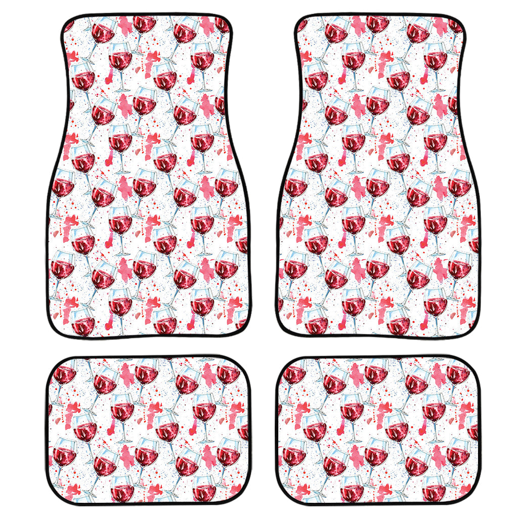 Splash Wine Pattern Print Front And Back Car Floor Mats, Front Car Mat