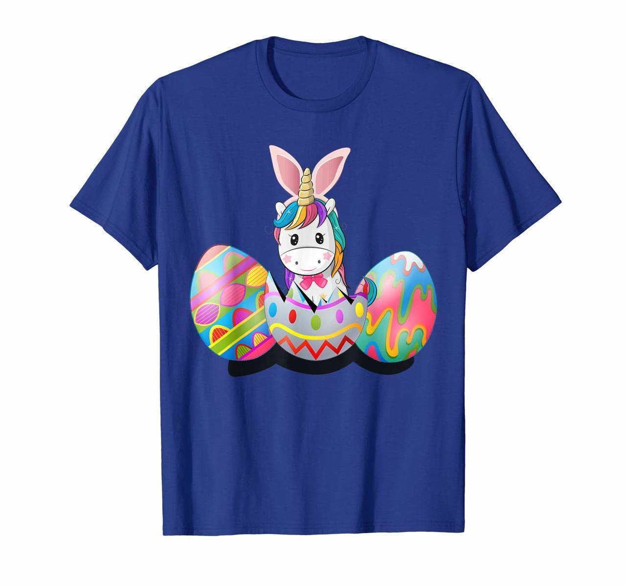 Cute Unicorn Bunny With Eggs Easter T Shirt