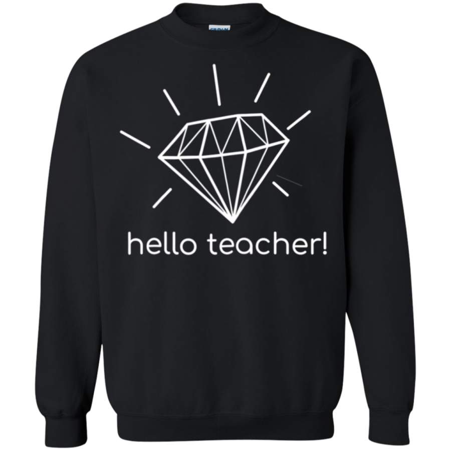 AGR Womens Hello Teacher- Cute Diamond ESL English Instructor Sweatshirt