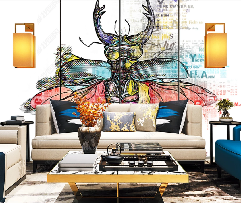 3D Retro Animal Insect Wall Mural Wallpaper Lqh 175