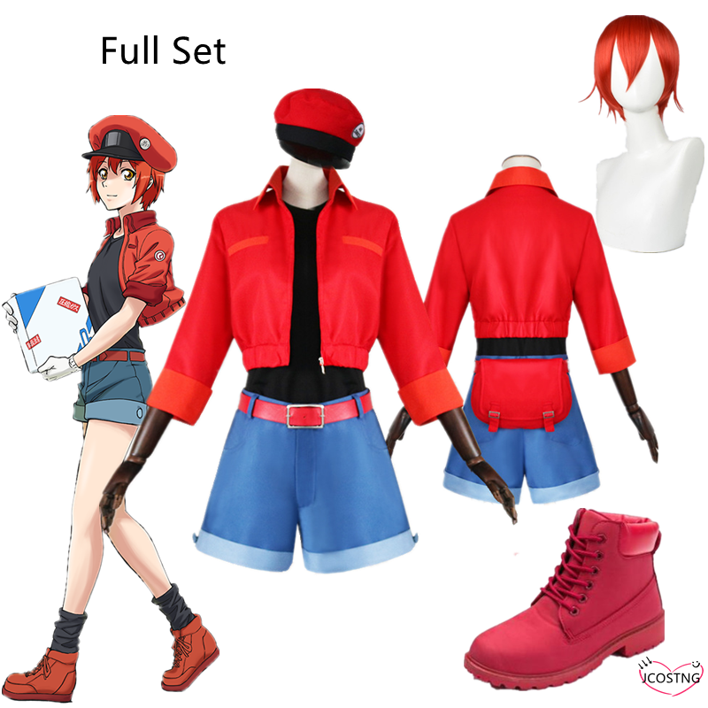 Anime Cosplay Costume Cells At Work Erythrocyte Red Blood Cell Red Blood Cell Hataraku Saibou Women Halloween Cosplay Outfits alx