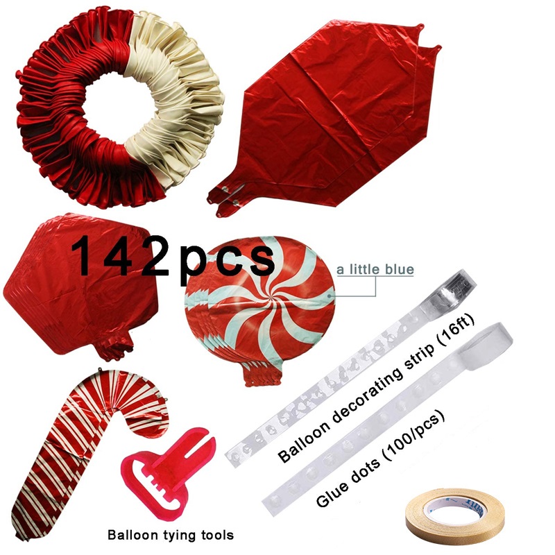 142 Pcs/set Christmas Red White Balloon Garland Arch kit Red Candy Gift Box Star Balloons Decoration Christmas Supplies alx