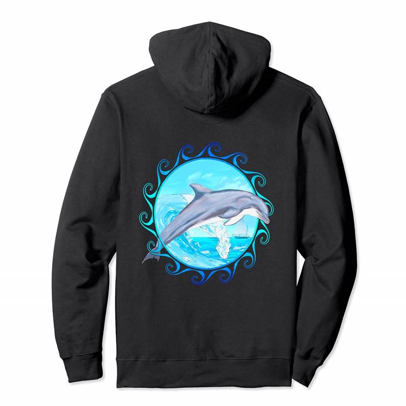 Dolphin Maori Sun Symbol Pullover Hoodie, T-Shirt, Sweatshirt