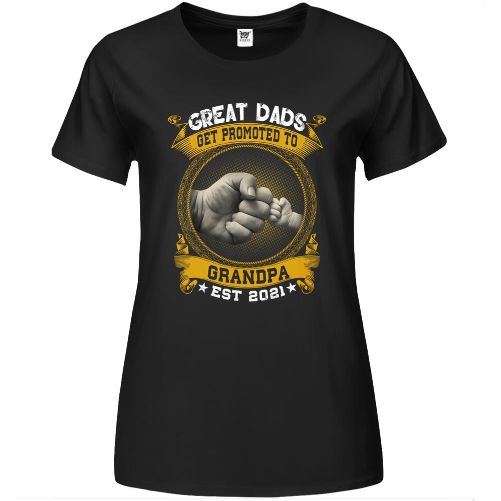 Great Dads Get Promoted To Grandpa Est 2021 Premium Womens Tshirts