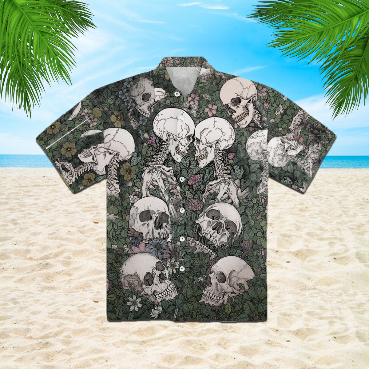 Oragontee Flowers Flora Skeleton Skull Halloween Hawaiian Shirt | For Men & Women | Adult | Wt1128