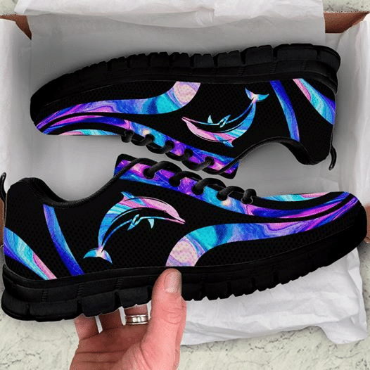 Dolphin Galaxy Shoes Running Birthday Gift Fashion Black Shoes Fly Sneakers  Men And Women Size  Us