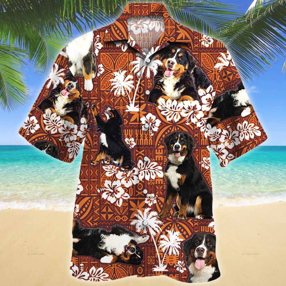 Bernese Mountain Dog Red Tribal Pattern Hawaiian Shirt Ha98920