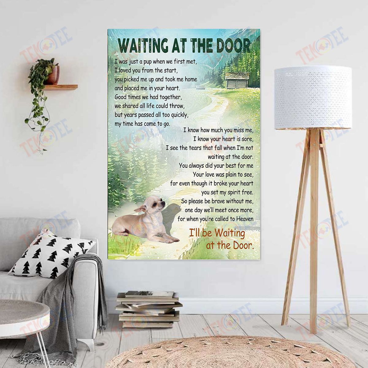 Canvas Wall Art Waiting At The Door Chihuahua At The Door Wall Art Home Decoration