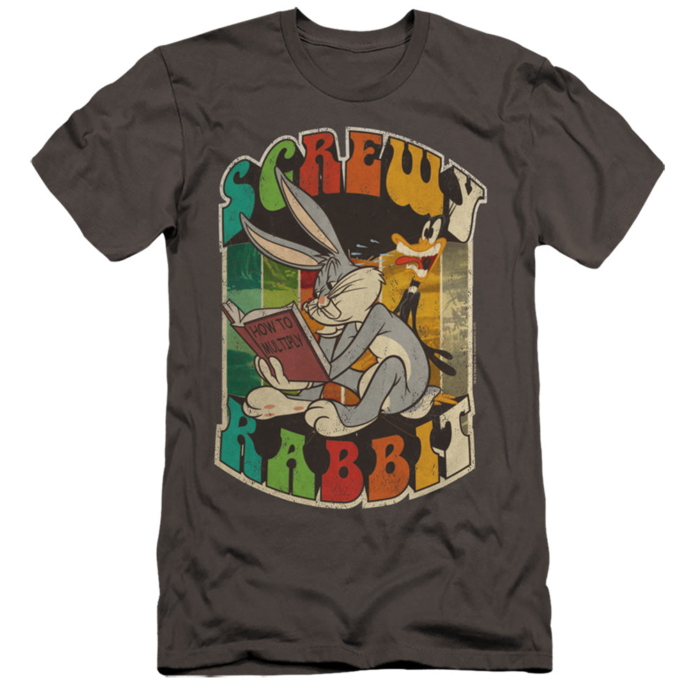 Looney Tunes Screwy Rabbit Premium Bella Canvas Slim Fit Mens T Shirt Charcoal