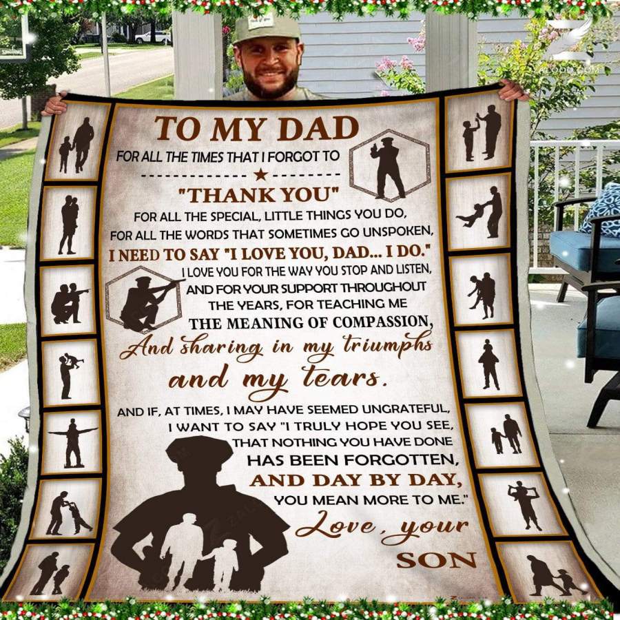 Thank You Little Things You Do Police Son Gift For Dad Father’s Day Gift Blanket