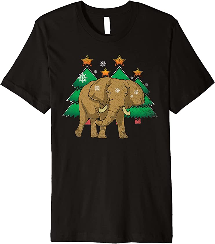 Merry Christmas Africa Safari Zoo Animal Xmas Elephant Premium T-Shirt