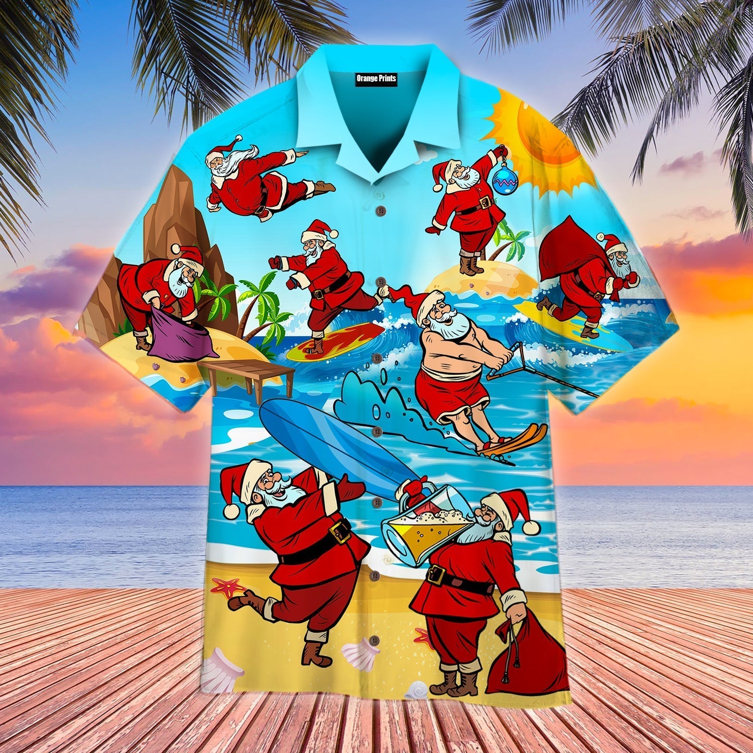 Xmas Is Coming Santa Surfing On Christmas Beach Aloha Hawaii Shirts For Men Women Ha109546