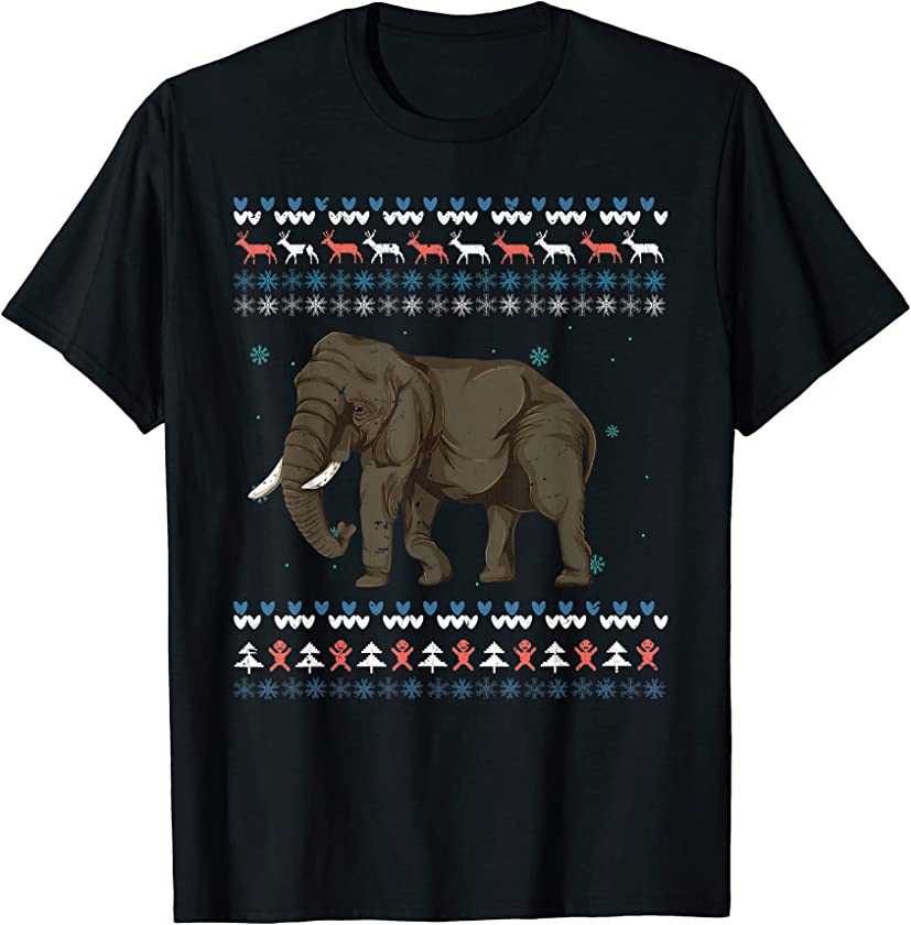 Merry Xmas Africa Zoo Animal Lover Ugly Christmas Elephant T-Shirt