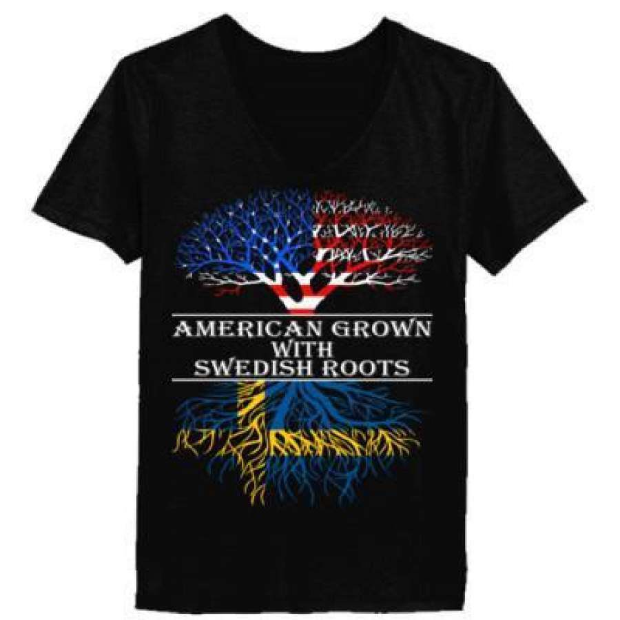 AGR American Grown With Swedish Roots – Ladies’ V-Neck T-Shirt