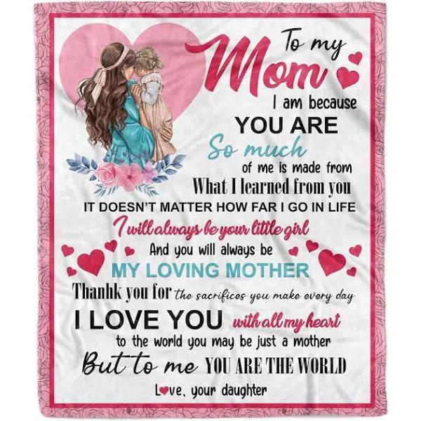 To My Mom You Will Always Be My Loving Mother Fleece Blanket Gifts For Mom From Daughter Home Decor Bedding Couch Sofa Soft And Comfy Cozy