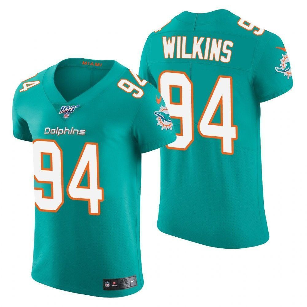 Miami Dolphins Christian Wilkins Aqua 100Th Season Vapor Elite 3D Jersey