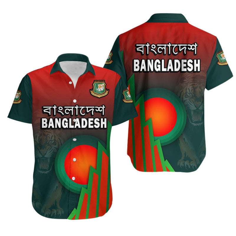 Bangladesh Bangla Tigers Cricket Hawaiian Shirt Tigers And Bangladesh Flag Lt9