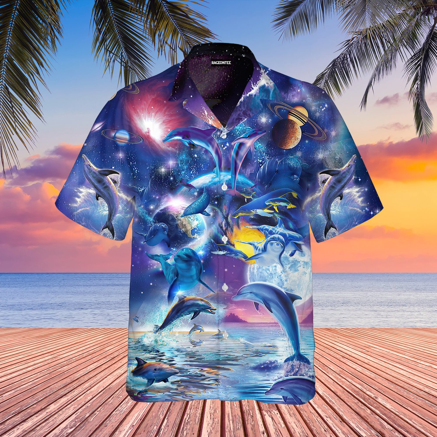 Dolphin In Universe Space Hawaiian Shirt | For Men & Women | Adult | Wt1211