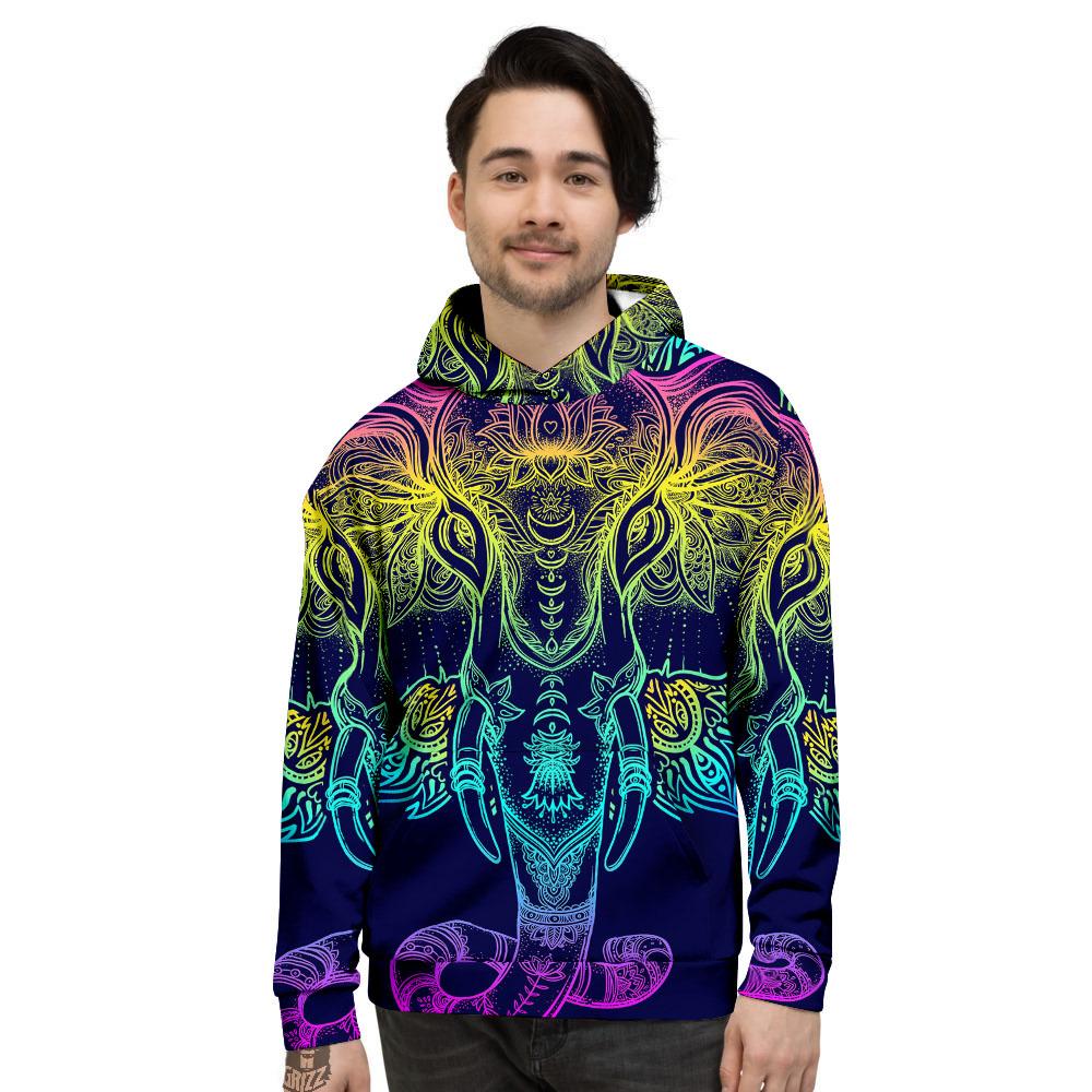 Mandala Spiritual Elephant Print Men’S Hoodie